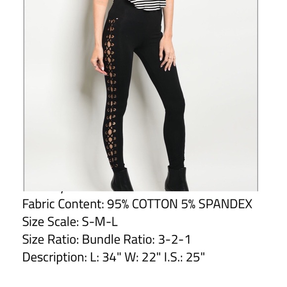 Last pair! High Waist leggings laceup Gold Gromet - Picture 2 of 5